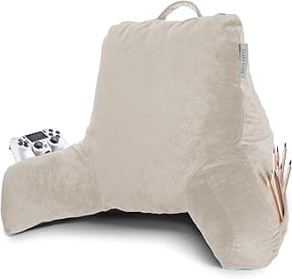 Clara Clark Reading Pillow with Shredded Memory Foam for Sitting Up in Bed and Couch, Back and Arms Adjustable Support for Adults & Teens Backrest Pillows for Reading, with Washable Cover Linen