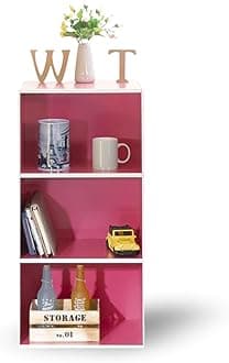 WT-EASYCARE 3-Tier Open Shelf | Book Storage Shelf | Bookcase for your Office and Home-(Pink)