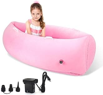 Inflatable Sensory Pod Chair for Kids, 60" Calming Pea Pod Includes Electric Air Pump – Portable Therapy & Relaxation Space for Sensory Needs, Pink