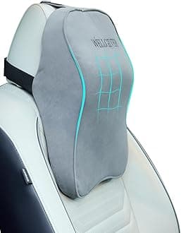 Orthopedic Car Neck Rest Pillow Superior Neck Support Cushion Headrest Cushion -Car Neck Pillow for Neck Pain Relief in Office, Driving | 17 x 12 x 5 Inch | Grey Velvet Cover | Pack of 1