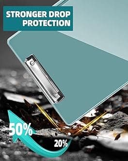 Clearview Clipboard with 2 Storage, Dry Erase 8.5x11 Heavy Duty ClipBoards - High Capacity Coaches Clip Board with Pen Holder - Side Opening Plastic Nursing Clip Case (Turquoise)