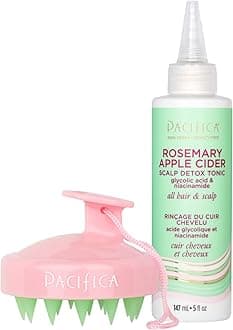 Pacifica Scalp Detox Set – Rosemary Apple Cider Vinegar Scalp Exfoliating Tonic with Scalp Massager Brush, Deep Cleansing & Clarifying Treatment for Buildup, Dry Flaky Scalp, Vegan
