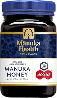 Manuka Health UMF 10+/MGO 263+ Manuka Honey (500g/17.6oz), Superfood, Authentic Raw Honey from New Zealand