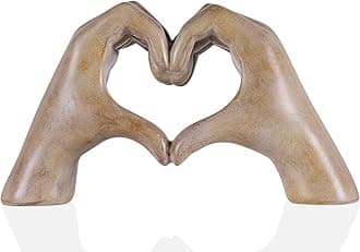 Heart Hand Sculpture, Wood Grain Home Decor Aesthetics for Room Shelf Coffee Table Dining Table Centerpiece, Birthday Gifts and Memorial Gifts for Women, Girlfriend Girls Mom.