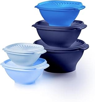 Heritage Collection, New 10 Piece Food Storage Container Set in Vintage Blue, Dishwasher Safe and BPA Free (5 Bowls, 5 Lids)