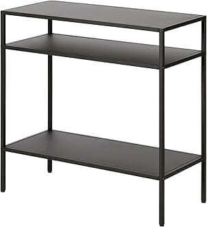 Henn&Hart 24" Wide Rectangular Side Table in Blackened Bronze, Table for Living Room, Bedroom