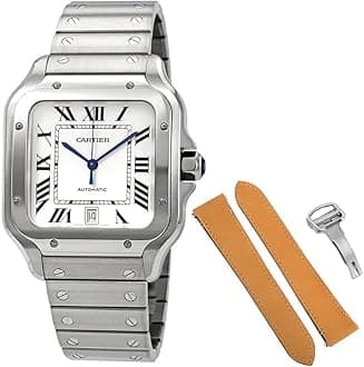 CARTIER Santos Silvered Opaline Dial Men's Watch WSSA0018