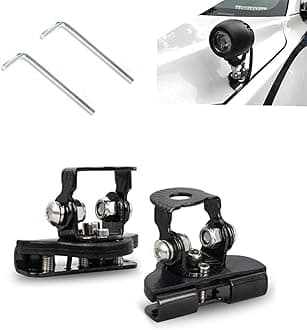 2 Pack Car LED Grille Light Bracket, Pillar Vehicle Hood Spotlight Holder, Universal Adjustable Fixing Accessories, Waterproof Durable Auxiliary Clamp Holder for Most Car Models (Black)
