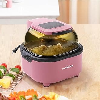 The Better Home FUMATO 1100W Digital Air Fryer for Home 6.8L|See Through Window, 5 Presets(Fry,Grill,Roast,Steam,Bake) Rapid Air Technology, Non-Stick Basket, 90% Less Fat, 1 Year Warranty-Cherry Pink