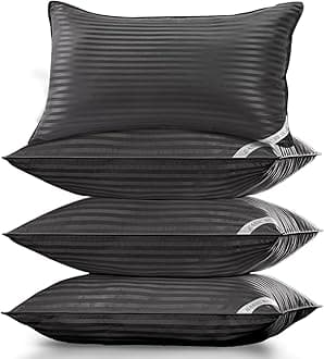 Basic Beyond King Size Pillows Set of 4 - Soft 20 x 36 Inches 4 Pack King Down Alternative Pillows for Back, Stomach or Side Sleepers, Black