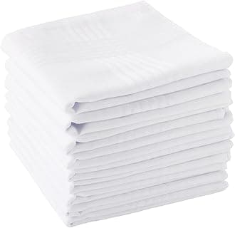 Men's Handkerchiefs 100% Soft Cotton White Hankie Hankerchieves