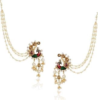 Shining Diva Fashion Metal Gold Plated and Pearl Earrings for Women & Girls