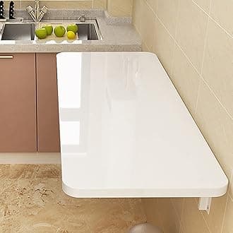 Fold Wall Mounted Table Folding Workbench Length, Laundry Folding Table, Stable Sturdy Heavy Duty Wall Table for Kitchen/Laundry Room&Restaurant (Color : White, Size : 90 * 50cm (35.5 * 20in))