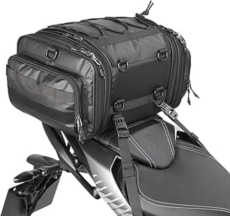 – Rhinowalk Motorcycle Travel Luggage, Expandable Motorcycle Tail Bag 26L,Waterproof All Weather/Trunk/Rack Bag with Sissy Bar Straps-Black