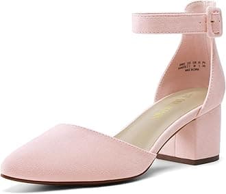 ANNEE Pointed Toe Low Chunky Heels Pump Shoes