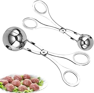 2PCS Meat Ballers Maker Stainless Steel Meat Baller Tongs Cake Pop Maker Melon Baller Cookie Cake Rice Dough Ice Tongs for Fruits Meatball Cake Ice Cream Melon Fruits Kitchen Tools