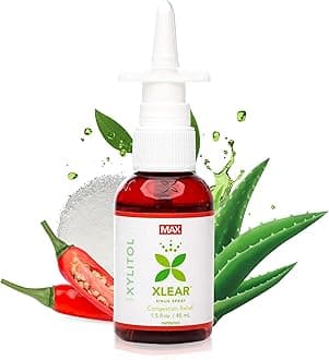 MAX Natural Xylitol Saline Nasal Spray with Capsicum and Aloe - Fast Acting for Sinus Pressure, Decongestant, Headache, Dry Nose, 1.5 fl oz (Pack of 1)