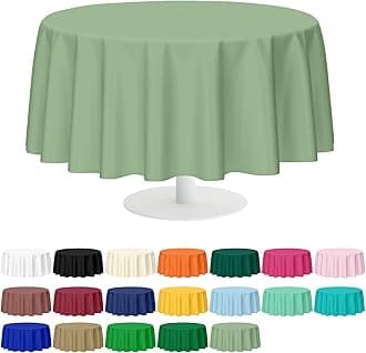 Mulbozy 2 Pcs Sage Green Round Tablecloth, 84 inches Disposable Plastic Sage Green Circle Table Covers for Baby Shower Wedding Bridal Shower Birthday Party Decorations