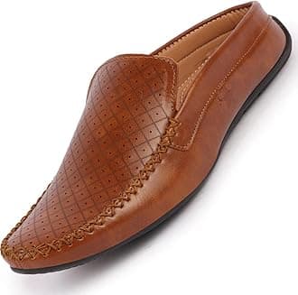 FAUSTO Mens Perforated Stylish Driving Moccasins | Half Shoes for Office & Outings | Driving Loafers | Casual and Formal Mules | Soft Cushioned Insole