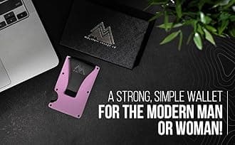 Mountain Voyage Co Minimalist Wallet for Men & Women - Slim RFID Wallet, Scratch Resistant, Credit Card Holder & Money Clip, Easily Removable Money & Cards, (Electric Pink)
