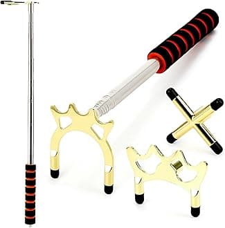 Pumtus Retractable Pool Cue Bridge, Billiards Cue Rest with 3 Pieces Removable Alloy Bridge Head, Snooker Pool Cue Bridge Stick, Billiards Table Accessories for Pool Table, Game, Competition