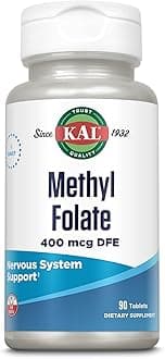 Methyl Folate 400 mcg DFE, 5-MTHF Active Form Vitamin B9, Folic Acid Supplement, Heart Health, Prenatal, Mood and Brain Support, Fast Dissolving ActivTab, 60-Day Guarantee, 90 Servings, 90 Tablets