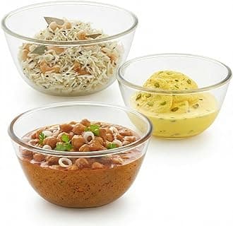 Borosil Glass Mixing & Serving Bowls, Oven & Microwave Safe Bowls, Set of 3 (500 ml, 900 ml, 1.3 L), Borosilicate Glass, Clear