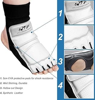 LangRay Taekwondo Sparring Gear Foot Protector Karate Boxing Sparring Foot Guard, Martial Arts Protective Foot Gear for Kung Fu Punch Bag Kickboxing MMA Training