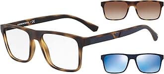 Emporio Armani Mens EA4115 Rectangular Eyewear Frames With Two Interchangeable Sun Clip-ons