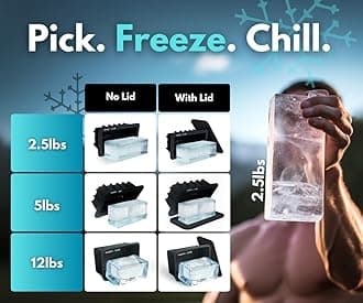 Extra Large Ice Block Mold (x2) - Shape 5 lbs Ice Bricks (x2) - Professional Silicone Mold for Crafting Giant Ice Cubes, Ideal for Revitalizing Ice Baths, Coolers and Bartender Accessories