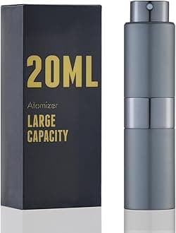 Perfume Travel Refillable Atomizer Bottle: Cologne Spray Mini for Refill - Empty Fragrance Sprayer for Men - Large Size 20ML Grey