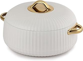 Cello Aurum Luxury Inner Stainless Steel Insulated Hot-pot 1250ml, White | Easy Grip Lid & Frim Twist Lock | BPA-Free, Durable, Suitable for Hot & Cold | Hot Box for Kitchen | Hot Pot for Home