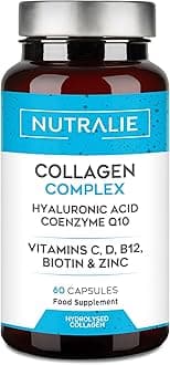 NUTRALIE Collagen + Hyaluronic Acid + Coenzyme Q10 + Vitamins A, C, D and B12 + Zinc | For Skin, Joints and Hair | Hydrolysed Collagen 60 Capsules | Nutralie