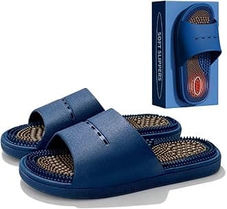 MOTTLED SKY Acupressure Massage Slippers Acupressure Foot Massager Shoes Reflexology Sandals Gift for Men Women Reduce Feet Neuropathy Pain Relief and Tension (Blue,US Women 8-9/ Men 6.5-7.5)