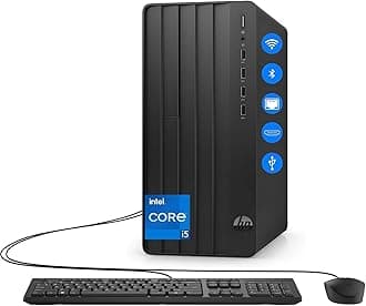 Desktop Computer Tower PC, Intel 6-Core i5-12500 Processor, 32GB DDR4 RAM, 1TB PCIe NVMe SSD, WiFi & Bluetooth, KB & Mouse, Windows 11 Home, for Home Office, Business & Student