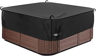 Square Hot Tub Cover 95 x 95 inch, 600D Heavy Duty Oxford Fabric SPA Cover for Hot Tub, Waterproof Outdoor SPA Hard Cover Protector, Waterproof & Anti-UV Jacuzzi Cover, Black