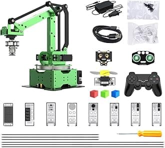 AI Robotic Arm Kit, MaxArm ESP32 Open Source WiFi Bluetooth Connect Smart Robot Arm with AI Vision Sensor Kits PS2 Wireless Controllers, Python & Arduino Programming Science Education, Advanced Kit