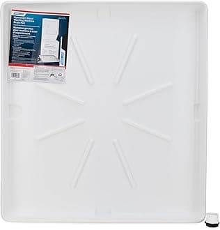 Camco Stackable Washing Machine Drain Pan - Measures 25″ (L) x 27″ (W) - Great for Apartment-Sized Washers or Stackable Units - Protects Floors from Leaks - Crafted of Heavy-Duty Plastic (21006)