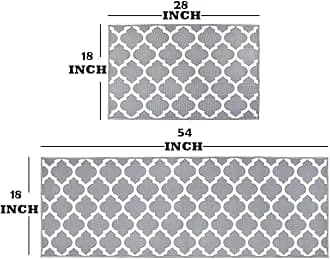 ishro home Premium Kitchen Mats for Floor | Kitchen runner for floor | 2 Pcs Set | Anti-Skid & Machine-Washable | (Grey Diamonds)