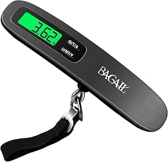 BAGAIL Digital Luggage Scale, Hanging Baggage Scale with Backlit LCD Display, Travel Weight Scale, Portable Suitcase Weighing Scale with Hook, 110lb/50kg Capacity, Battery Included - Black