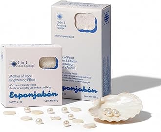 Esponjabon Mother of Pearl Soap Sponge - Refreshing Shower Scrubber for Bath Wash & Oil Removal - Bathroom Necessities with Invigorating Scents - Mini Pearl Included