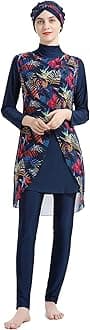 Muslim Swimwear for Women Floral Modesty Swimsuit Islamic Hijab Burkini Beachwear Tankini Swimming Costume