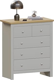 Vida Designs Arlington 3+2 Drawer Chest, Grey