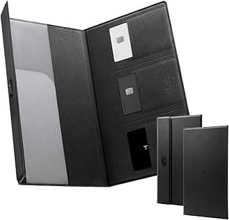 Hyper-Slim Car Registration and Insurance Card Holder for All Cars [Tesla Model Y Juniper (2025/26) & 3/Y/S/X/Cybertruck] Store Card Keys, ID License Holder, Essential Documents - Black