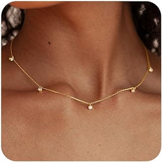 FUNEIADainty Silver Gold Necklaces for Women Trendy Non Tarnish 14K Gold Plated Cubic Zirconia Necklace Layered Cute Butterfly Heart Station Choker Necklace Stack for Wedding Prom Brides Jewelry