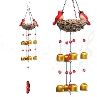 tamanWind Chime for Outside - 27.5" Cardinals Wind Bell for Outdoor Decorative Mobile Memorial Sympathy Xmas Gift for Home, Outdoor, Yard, Patio,Garden Christmas Decor