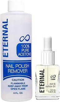 Eternal Acetone Nail Polish Remover & Cuticle Oil Drops - 100% Pure Acetone for All Nail Polish Types, Natural Gel & Acrylic Nail Care Treatment for Damaged Nails, For Men & Women