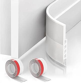 Suptikes 2 Pack Door Draft Stopper，Door Sweep for Exterior & Interior Doors,Door Bottom Seal Dust and Noise Insulation Weather Stripping Draft Guard Insulator, 1.8" W x 37" L,White