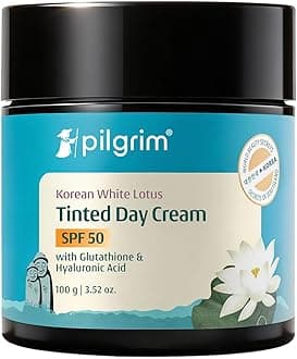 Pilgrim Korean White Lotus Day Cream SPF 50 (PA+++) | Infused with Camellia & Yugdugu | Reduces Wrinkles | Fights Dark Spots & Provides Healthy Skin Protection | 3.52 Oz/100gm