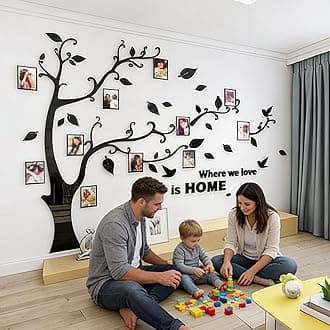 guangmu 3D Tree Wall Stickers DIY Wall Stickers Tree Arts Decorations for Living Room Bedroom (XL: 200 x 276 cm, Black Right)